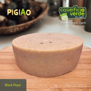 PIGIAO “BLACK PEPE” 300g/600g – ALTERNATIVA VEGETALE SEMISTAGIONATO – CASEIFICIO VERDE